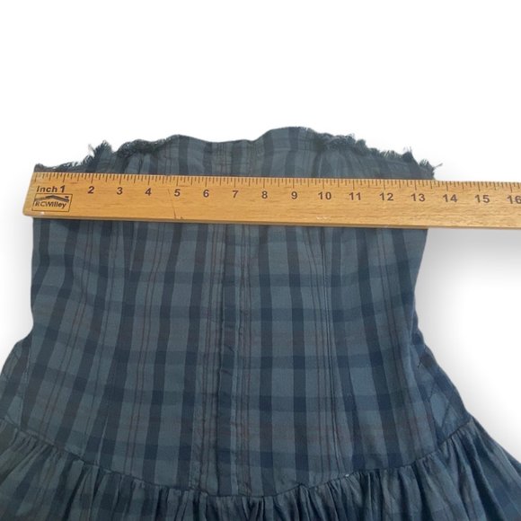Anthropologie Maeve Gray Plaid Strapless Corset Dress size 0 - Picture 8 of 12